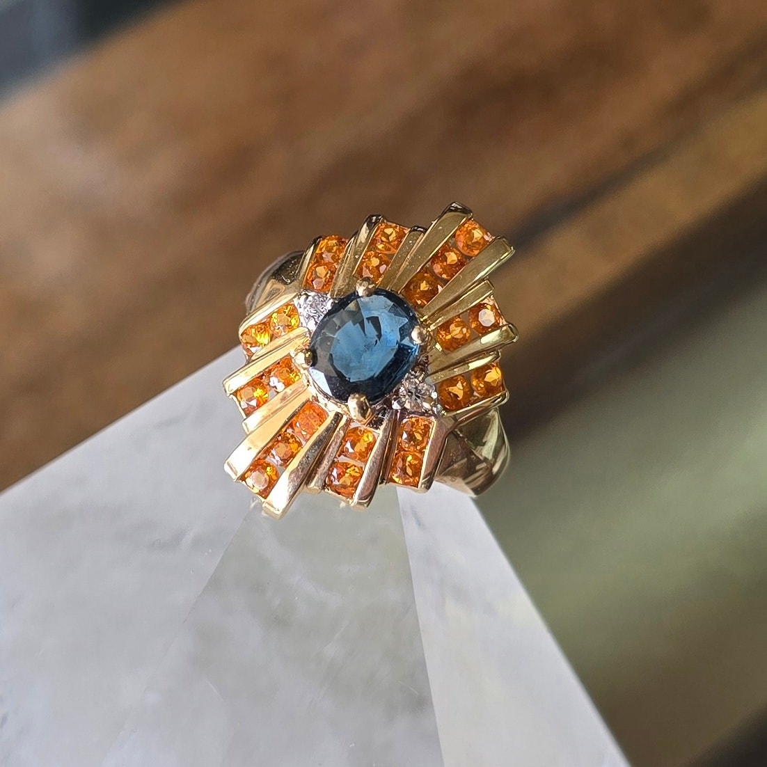 Estate Firework Look Sapphire and Citrine Ring