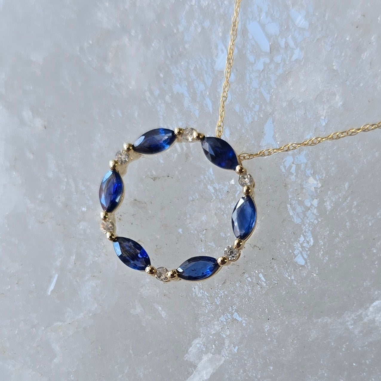 Sapphire and Diamond Circle Pendant