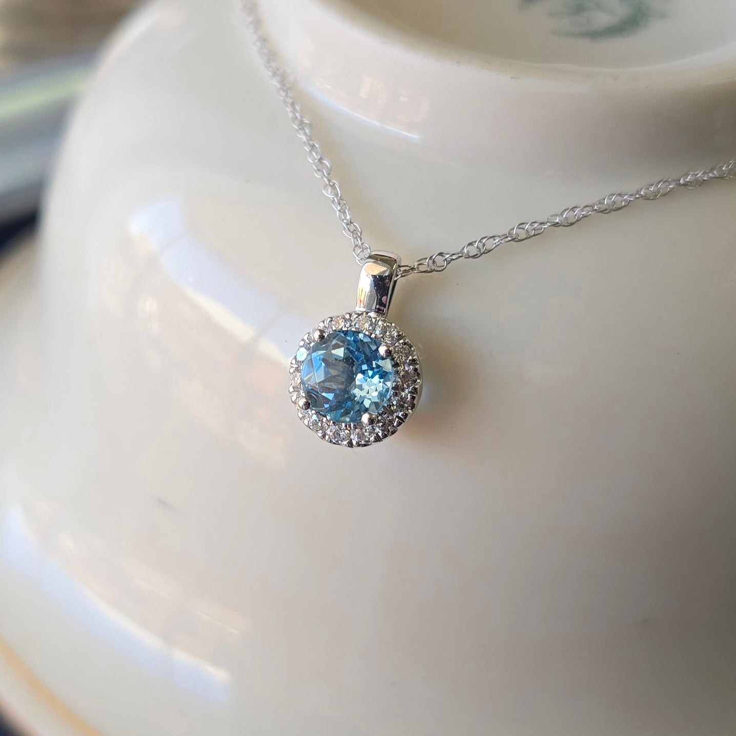 Blue Topaz with Diamond Halo Earrings