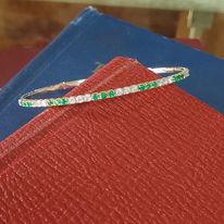 Emerald and Diamond Flexible Bangle Bracelet