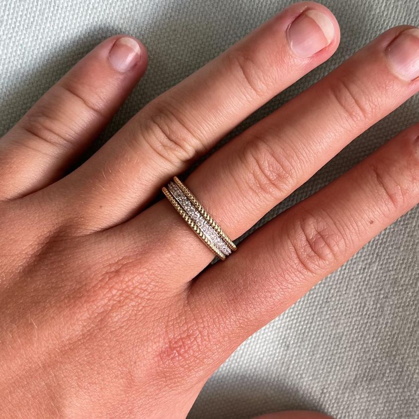 Mixed Metal Braided Diamond Band