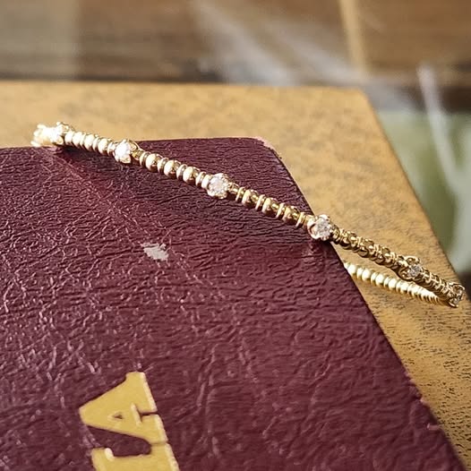 Diamond and Gold Bead Flex Bangle