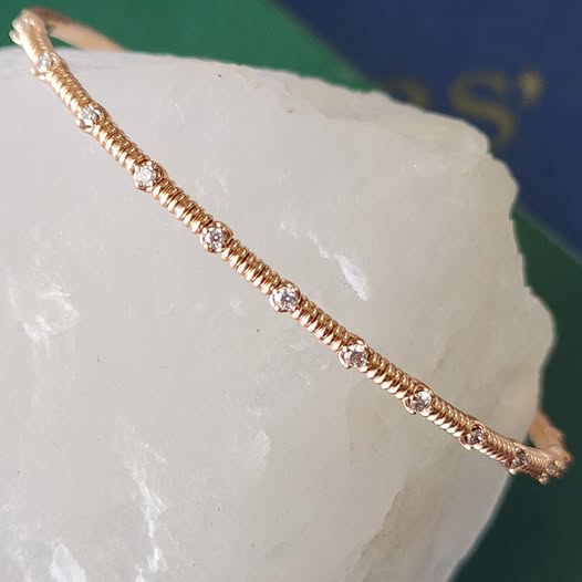 Diamond and Rose Gold Flexible Bangle