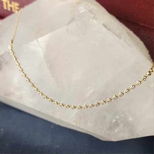 Bezel Set Diamond Line Necklace