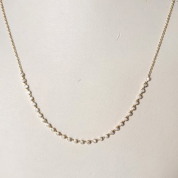 Bezel Set Diamond Line Necklace
