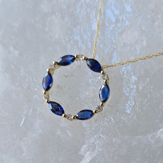 Sapphire and Diamond Circle Pendant