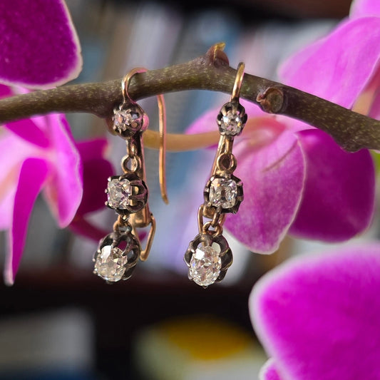 Antique Victorian Diamond Dangle Earrings