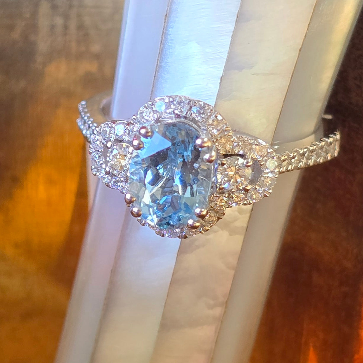 Aquamarine and Diamond Ring
