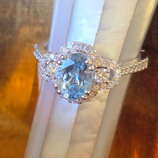 Aquamarine and Diamond Ring