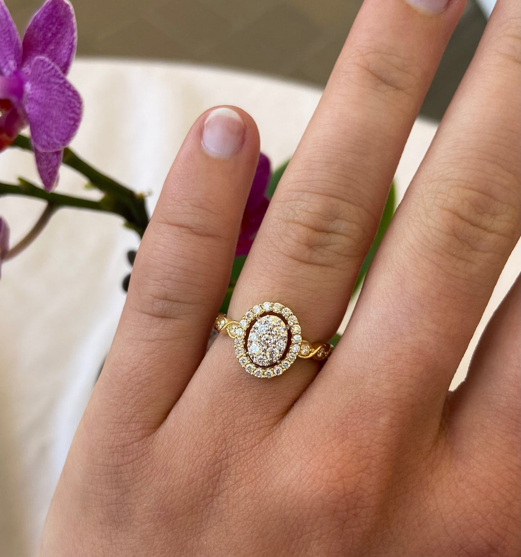Oval Diamond Cluster with Dainty Halo